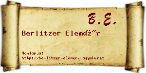 Berlitzer Elemér névjegykártya